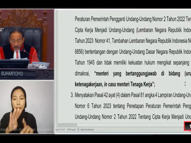 Pembacaan Sidang Pengucapan Putusan/Ketetapan, Kamis, 31 Oktober 2024 (YouTube Mahkamah Konstitusi RI)