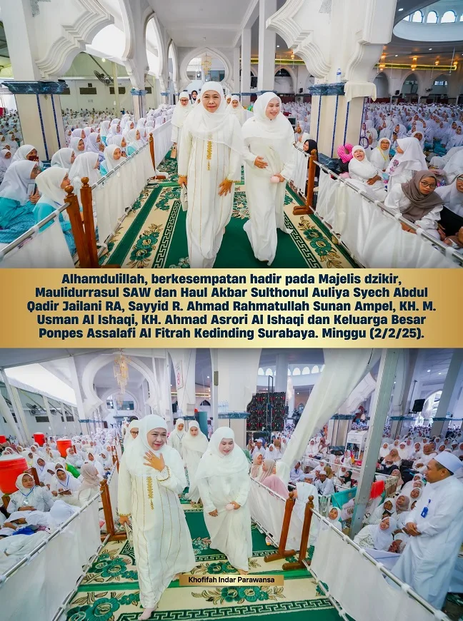 Haul Akbar Ponpes Assalafi Al Fitrah Dihadiri Ratusan Ribu Jamaah, Khofifah: Kekuatan Resonansi KH. Usman dan KH. Achmad Asrori Al Ishaqy yang Luar Biasa
