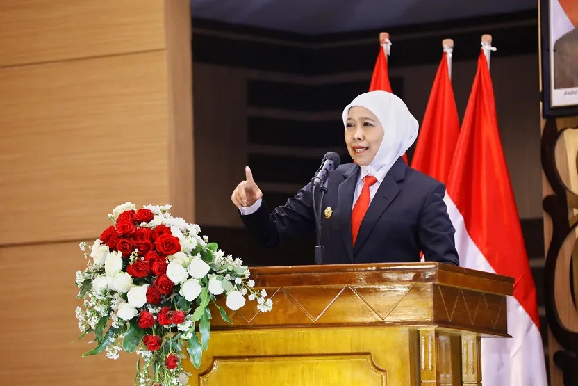 Hadiri Sertijab Bupati-Wabup Mojokerto, Gubernur Khofifah Tekankan Pentingnya Transportasi Publik Wilayah Aglomerasi Gerbangkertosusila
