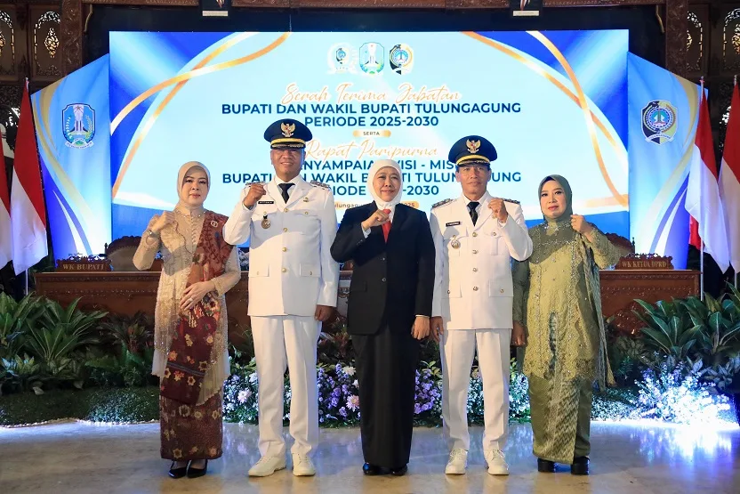 Hadiri Sertijab Bupati – Wakil Bupati Tulungagung, Gubernur Khofifah Minta Sinkronisasi Program Daerah Dengan Provinsi dan Pusat Untuk Wujudkan Quick Win