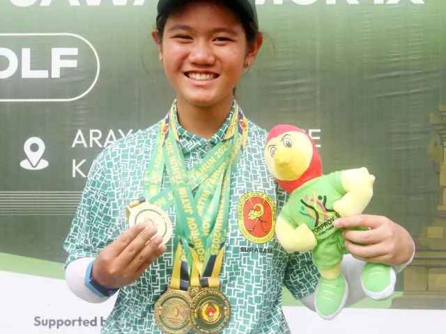 Calista Allegra Dewantara yang memenangi empat medali emas bagi Kota Surabaya dalam Pekan Olah Raga Provinsi (Porprov) IX Jatim 2025. (Foto: PGI Jatim)