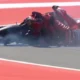 Pembalap Ducati Lenovo Team Marc Marquez saat mengalami insiden highside di Sirkuit Pertamina Internasional Mandalika, Lombok Tengah, Jumat (3/10). (Foto: Ketik.co)