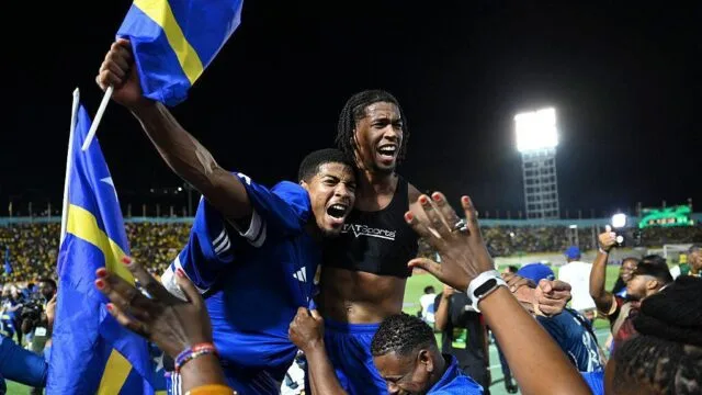 Selebrasi pemain-pemain Haiti setelah lolos ke Piala Dunia 2026. (Foto: BBC Sport)