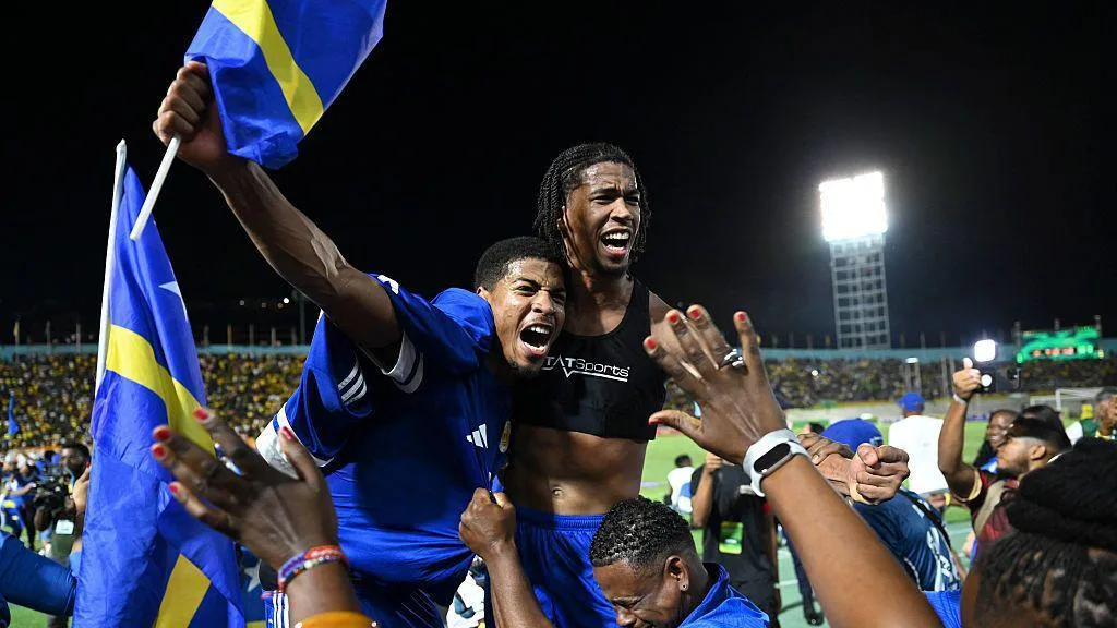 Selebrasi pemain-pemain Haiti setelah lolos ke Piala Dunia 2026. (Foto: BBC Sport)