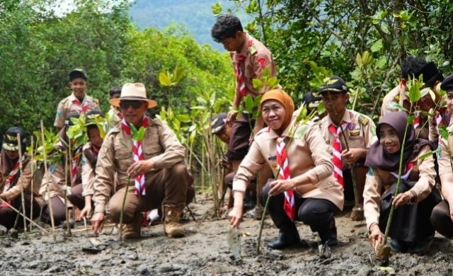 Sedekah Oksigen Lewat Menanam Mangrove, Kak Khofifah Ajak Pramuka Jatim Jadi Motor Gerakan Kolektif Pelestarian Lingkungan