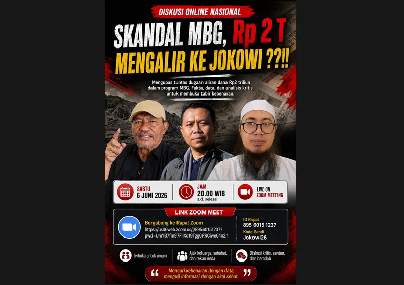 Diskusi Online Malam Ini: Muslim Arbi Bahas “Skandal MBG Rp 2,1 Triliun Mengalir ke Jokowi?”